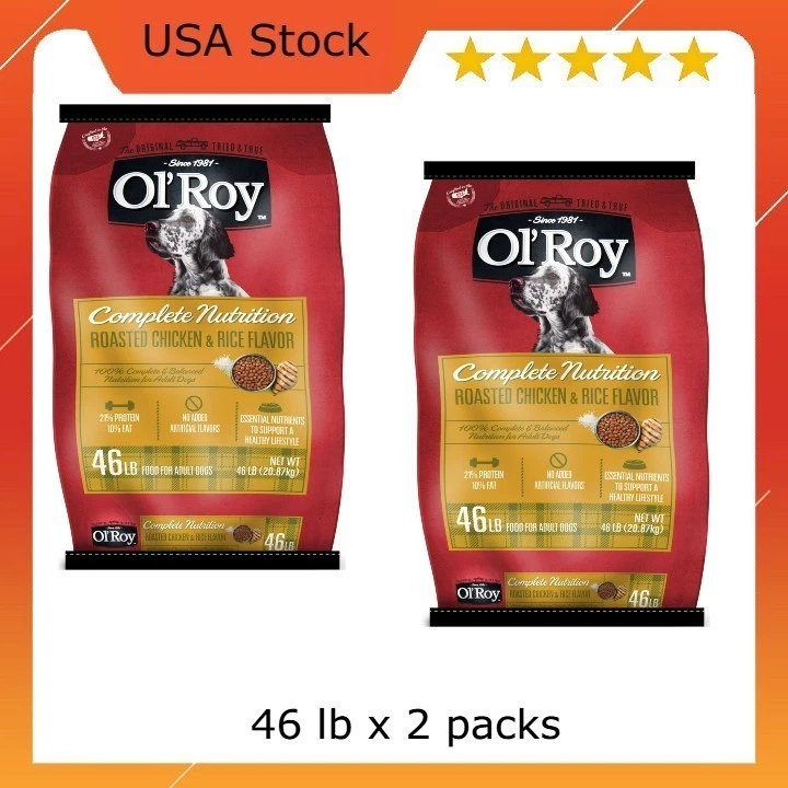 (2 pack) Ol' Roy Complete Nutrition Chicken Flavor Dry Dog Food, 46 lb Bag