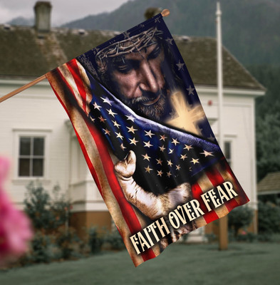 Faith Over Fear American Flag Decorative Garden Flag   House Flag