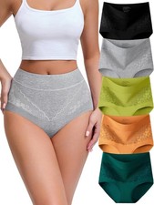 High Waisted Cotton Women Underwear Tagless Full Coverage Briefs Ladies Panties