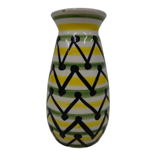 Hand Crafted & Painted 6" Terracotta Pottery Vase Black Yellow Green Geometric - Picture 8 of 13