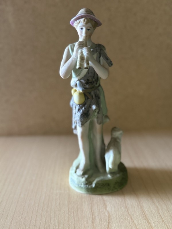Japanese Porcelain Shepherd & Woman, Lamb & Goat, Vtg Ardalt Hand Painted Bisque