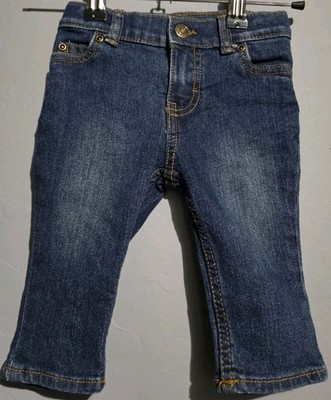 Carters Bottoms Jeans Boys 6M Straight Leg Blue Denim Stretch Dark Wash
