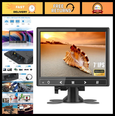 7'' Mini HDMI Monitor 1024x600 IPS for PC CCTV Raspberry Pi Gaming, Speakers & Re