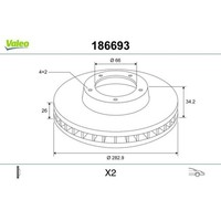 1X Bremsscheibe Valeo 186693 Passend FüR CitroËN Opel Peugeot Vauxhall DS