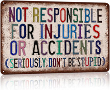 Vintage Warning Wall Decor Funny Metal Tin Signs Garage Bar Decorations - Not Re