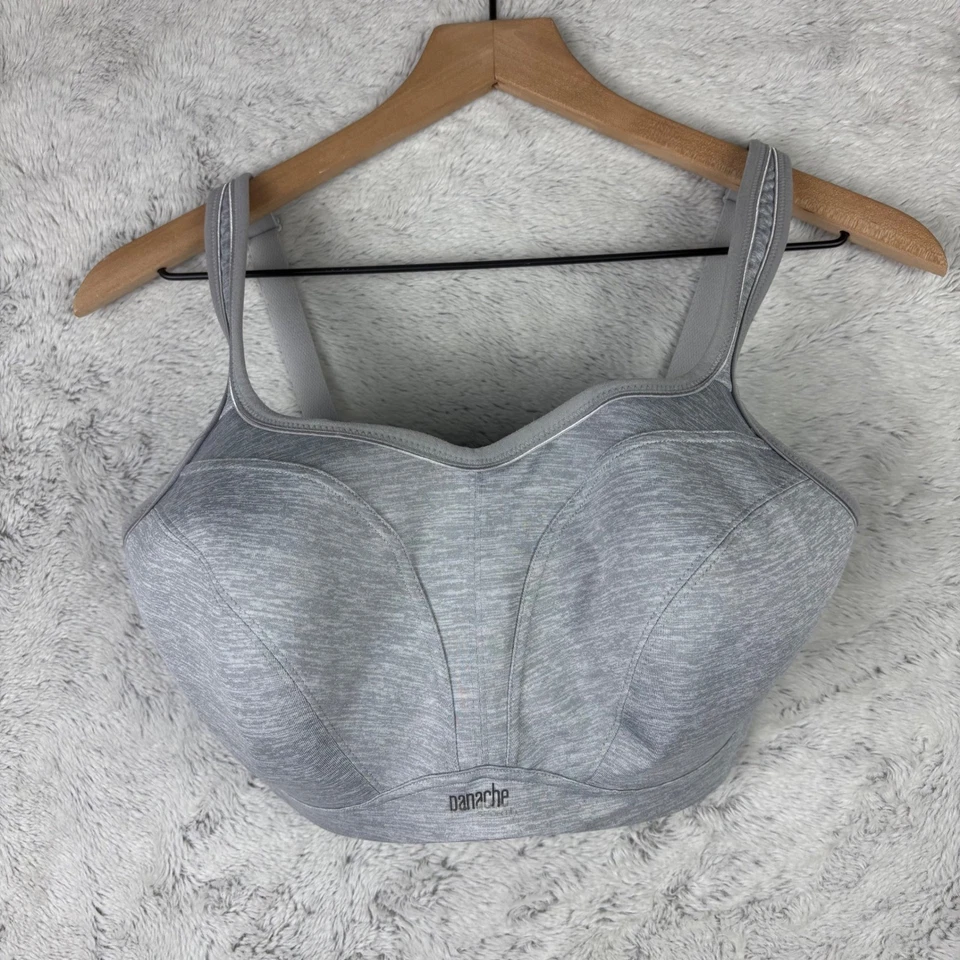Sujetador deportivo Panache Power con aros gris jaspeado para mujer 28H soporte busto grande Foto 2 de 4