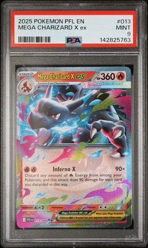 2025 Pokemon Mega Evolution Phantasmal Flames Mega Charizard X Ex #13 PSA 9