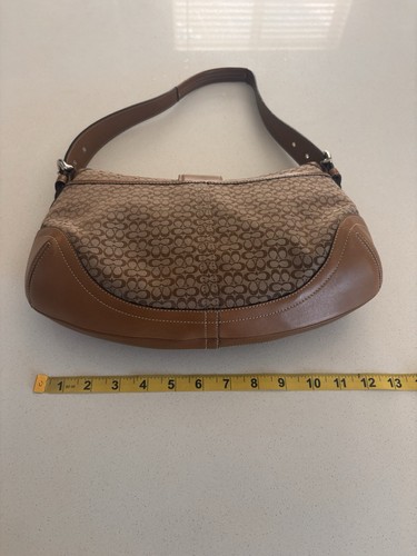 Bolso de hombro/tote Coach 6808 vintage de cuero tostado Soho y lona exclusiva C - Imagen 6 de 23