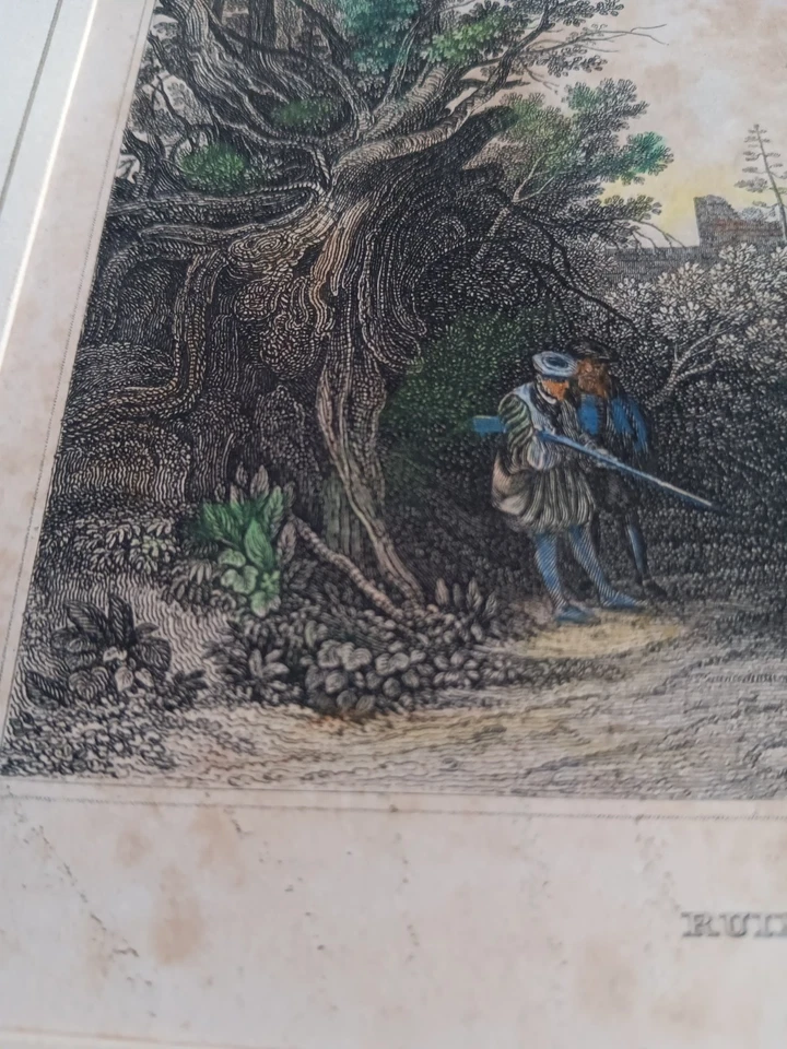 antiker colorierter Stahlstich Christian Daumerlang Ruine zu Samaria Palästina - Bild 3 von 4