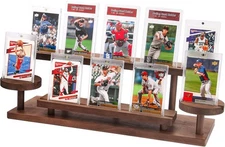Wooden Trading Card Display Stand, 3-Tier Card Holder for Graded, Sports and TCG