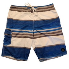 O'Neill BoardShorts Swim Trunks Blue Striped Surf Beach Unlined Mens Size 36