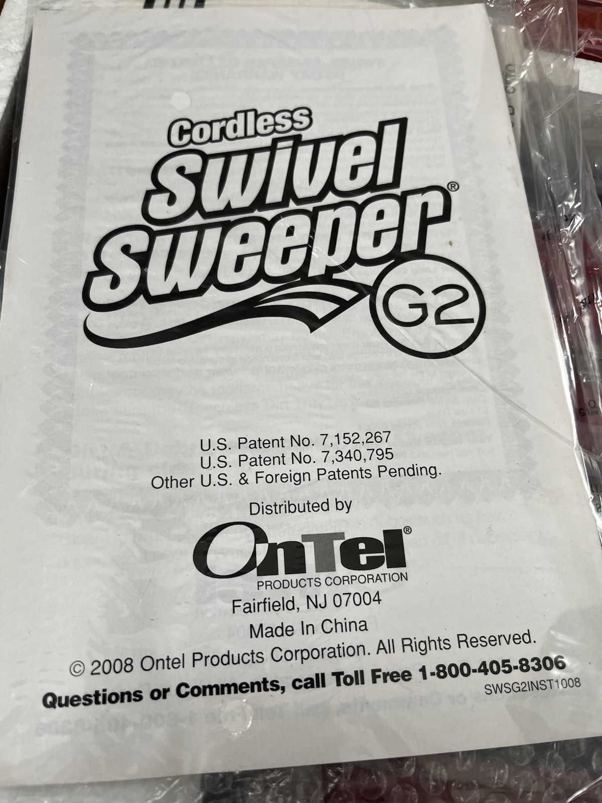 Ontel Cordless Swivel Sweeper G2 Seen on TV NEW in Box Papers, Instructions (XX)