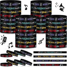 200 Pcs Music Silicone Bracelets Bulk Rubber Wristband with Inspirational Quote