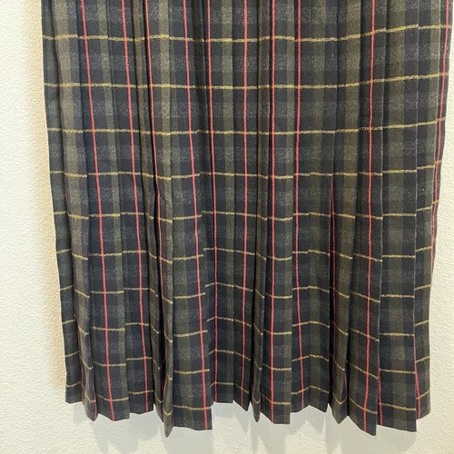 Vintage Jaeger Wool Pleated Midi Skirt Size 10 Plaid Tartan Side Button UK Made - Picture 4 of 10