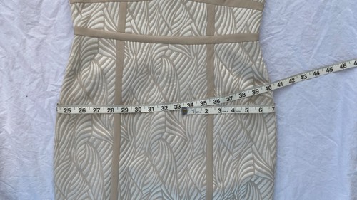 Cap Sleeve Sheath Dress Size 2 Antonio Melani $189 Tan & White EUC FREE Shipping - Picture 9 of 21
