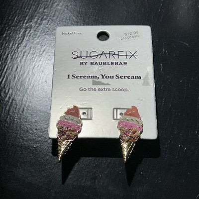 BAUBLEBAR X SUGAR FIX  I SCREAM, YOU SCREAM  ICE CREAM CONE EARRINGS NEW