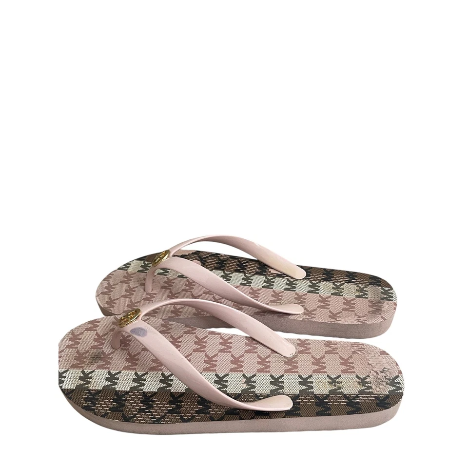 Chanclas Michael Kors MK Rayas PVC Flor Multi-10. USA Rosa Marrón Verano Foto 2 de 4