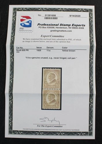CKStamps: US Stamps Collection Scott#605 Mint NH OG PSE Cert
