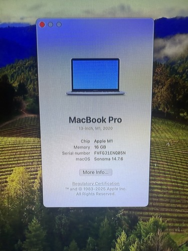 Broken 2020 Apple MacBook Pro 13.3" M1 16GB RAM 256GB SSD A2338 Bad LCD - Afbeelding 12 van 12
