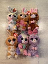 Ty Plush Beanie Boo  s Bunny Set of 5 - Pastel Multicolor, Pink, Brown, Purple Ty