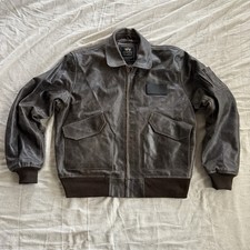 Chaqueta Bomber de Cuero Alpha Industries XL 3A382 Piloto Aviador CONTRATISTA MARRÓN