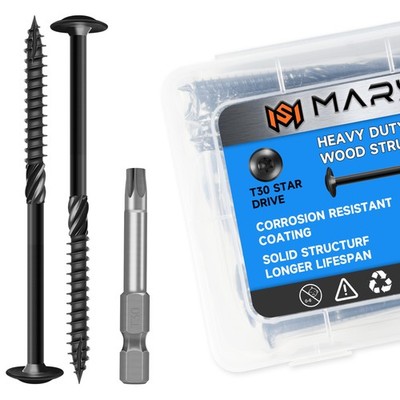 50-Pack #14x5'' Lag Screws Black Anti-Rust Coated Exterior Wood Screws