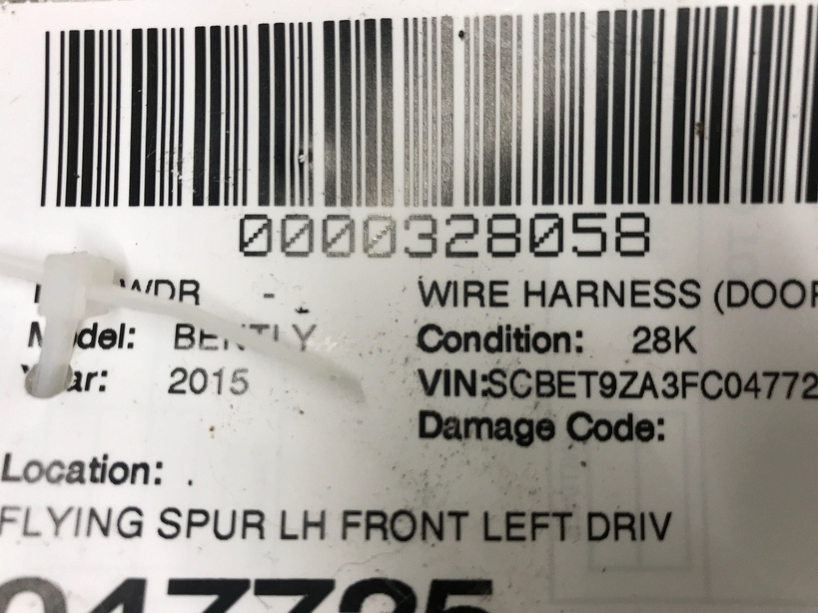 Bentley Flying Spur 2013-2019 Front Left Door wiring harness P/N 4W1971120C