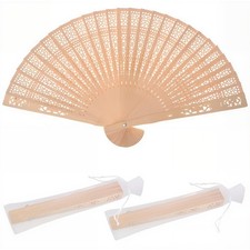 Sandalwood Fan 50 Pcs Hand Fans with 50 Organza Bags Abanicos De Mano Fans fo...