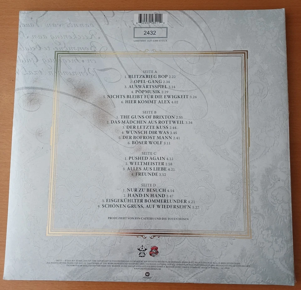 Die Toten Hosen - Nur zu Besuch - Unplugged Wien - Vinyl 4 LP - Ltd. 5000 OVP - Bild 2 von 2