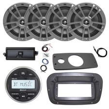 JBL Marine Radio, Spa Bezel, Adapter, ANT, Amp w/Kit, 4x 6.5" 180W Gray Speakers