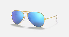 Ray-Ban RB3025 112/4L Aviator Gold Frame Polarized Blue Mirror Sunglasses NEW
