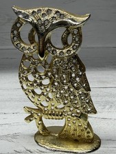 Vintage Torino Gold Tone Owl Earring Holder Jewelry Display Stand Collectible