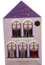 New NAILS.INC  London Luxe Town House Nail Polish 5 Piece Christmas Gift Set