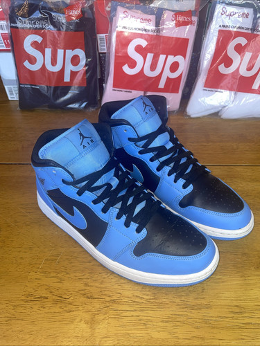 Size 11.5 - Air Jordan 1 Mid University Blue Black Clean AF No Box - Picture 1 of 9