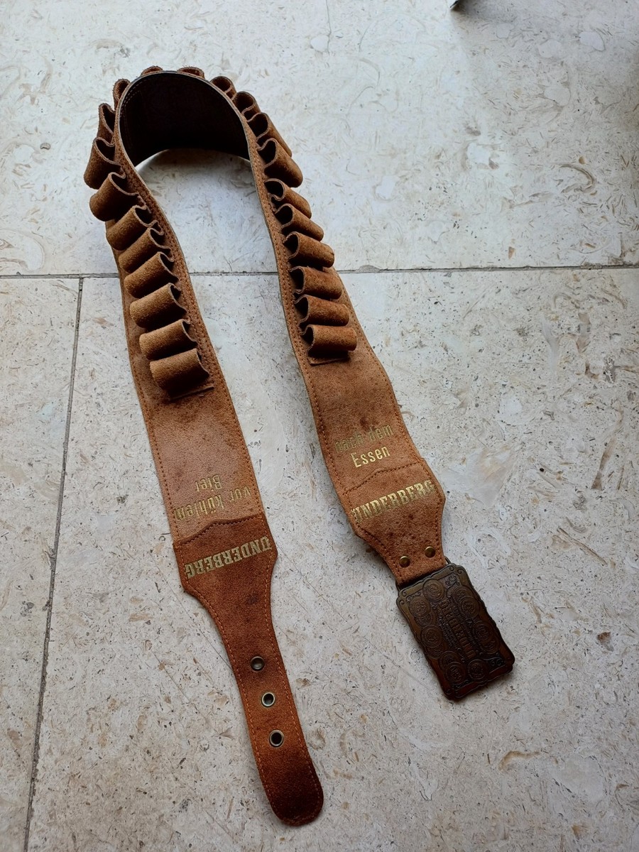 RARE VTG UNDERBERG LEATHER SUEDE GUN BELT BUCKLE BEER BITTER