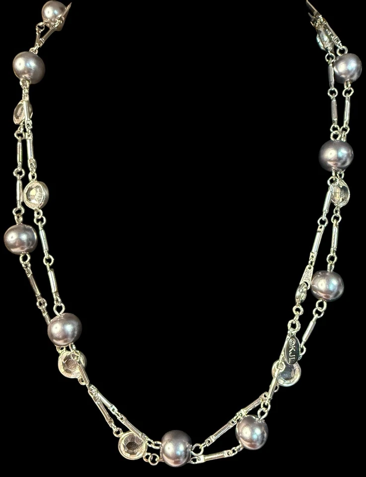"Collar de colección Kenneth Jay Lane 35"" largo cristal Swarovski perlas Sautoir KJL Foto 2 de 4