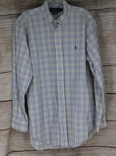 Ralph Lauren Classic Fit Dress Shirt Mens 16 34/35 Plaid Button Down Blue Pony