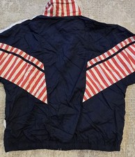 vtg 80's COURT CASUALS L Windbreaker Tennis Track Zip Jacket USA Red White Blue