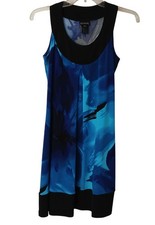 En Focus 6P Petite Dress Sleeveless Blue & Black Abstract Print #I-12