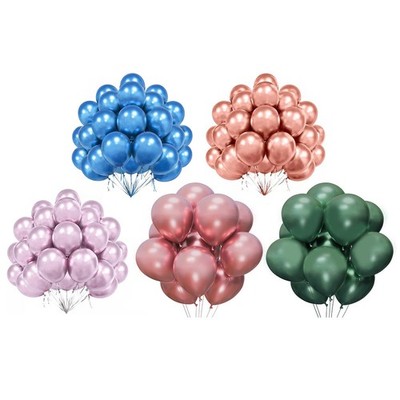 50pcs 12'' Multicolor Latex Metallic Balloons Foil Letter Balloon for Party Décor