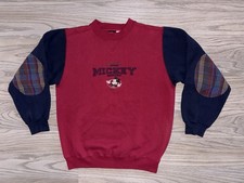 Vintage 90s Disney Unlimited Mickey Mouse Red Sweatshirt Mens L Plaid Elbows