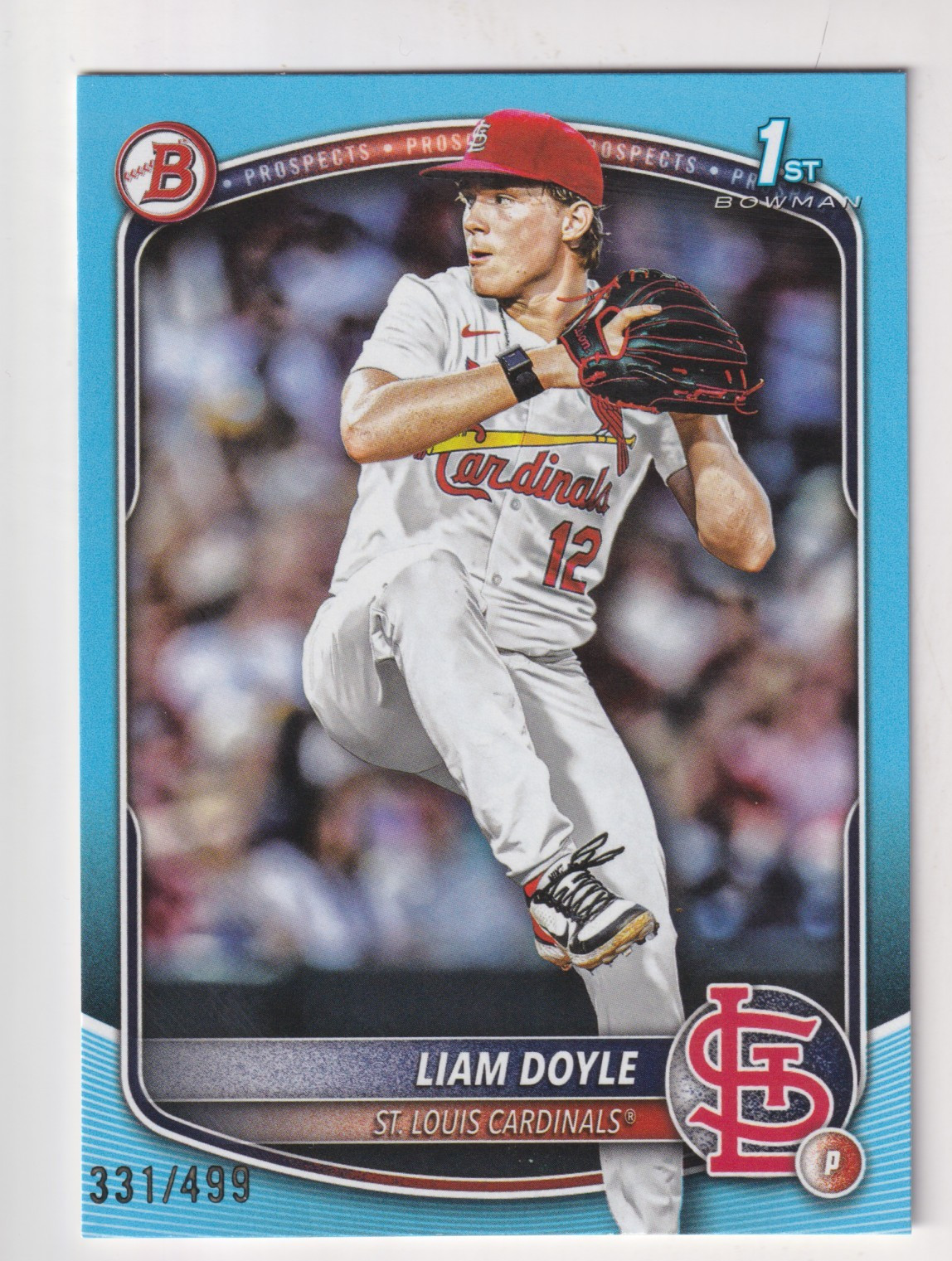 2025 Bowman Draft SKY BLUE #BD-12 LIAM DOYLE RC Rookie 331/499 Cardinals 1ST
