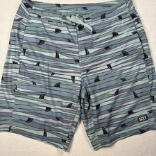 SAXX Betawave 2N1 Swim Shorts Sz 34 Shark Print BallPark Pouch Board Shorts NWOT