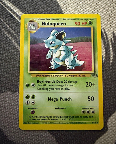 Pokemon TCG Nidoqueen 7/64 Jungle Rare Regular 90 HP Stage 2 English 1999