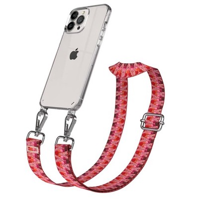 Silikon Hülle mit Band für Apple iPhone 13 Pro Max Case Berre / Rosa  Mix-Silber