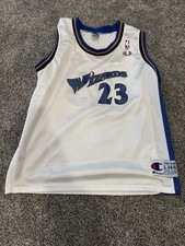 Vintage Champion Michael Jordan White Wizards Jersey NBA Kids L RARE