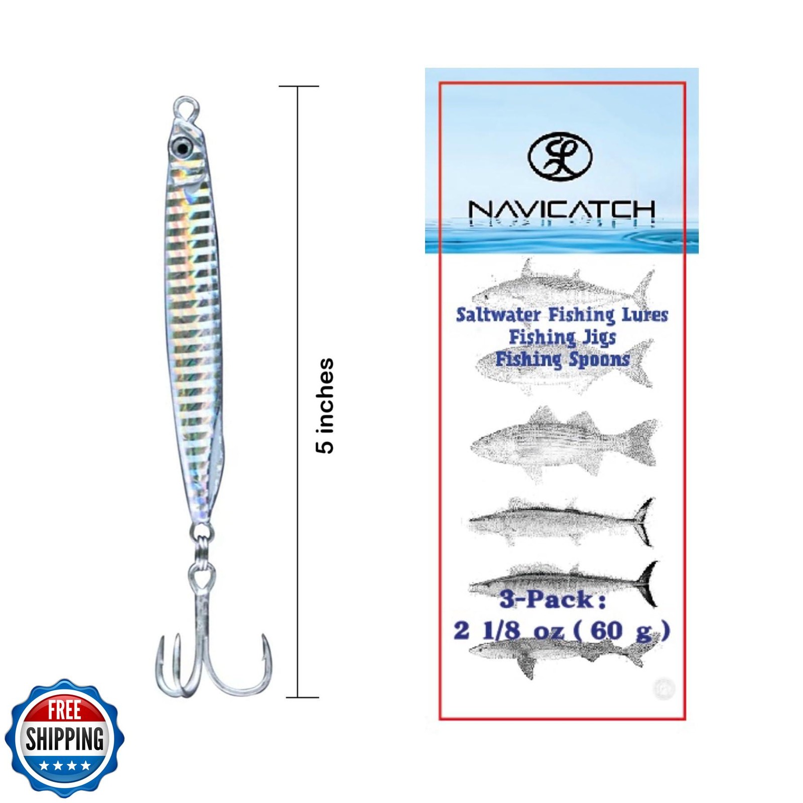 Navicatch Saltwater Fishing Lures Fishing Jigs Fishing Spoons for Bluefish, S - Image 4