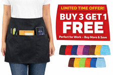 Half Bib 3 Pocket Waitress Apron Waist Aprons for Home  Kitchen Server