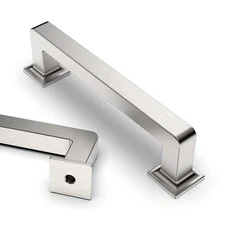 Asidrama 6pk 3.75" (96mm) Brushed Satin Nickel Cabinet Drawer Handles Pulls