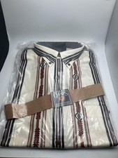 Chaps Ralph Lauren Dress Shirt Mens Medium White Southwestern Stripe Button Down